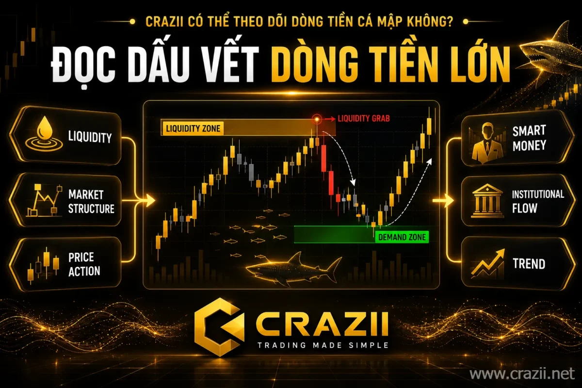 Crazii theo dõi dấu vết của dòng tiền lớn để đi theo